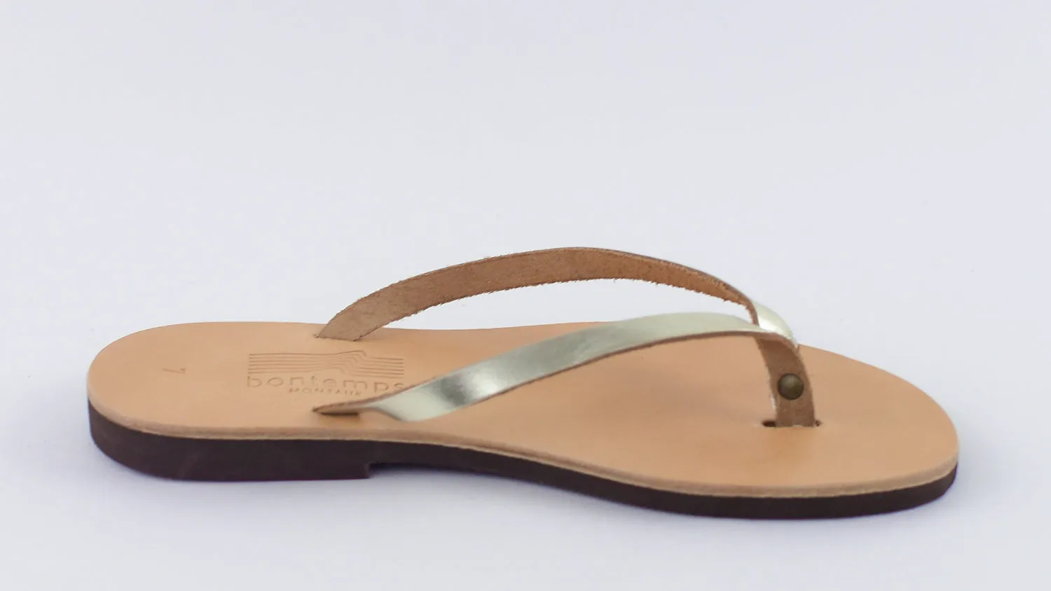 APHRODITE GOLD LEATHER FLIP-FLOPS