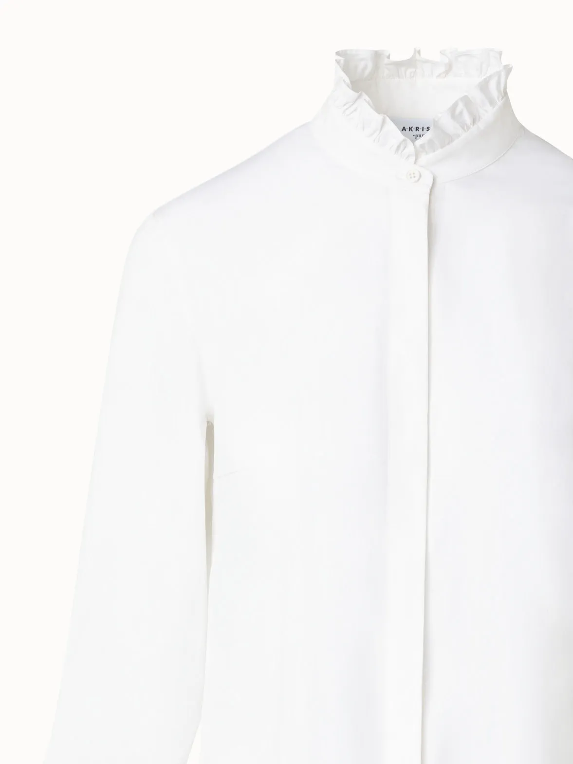Cotton Poplin Ruffle Collar Blouse