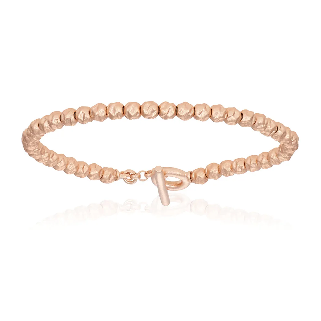 Pink Gold Studs Beaded Bracelet Combination