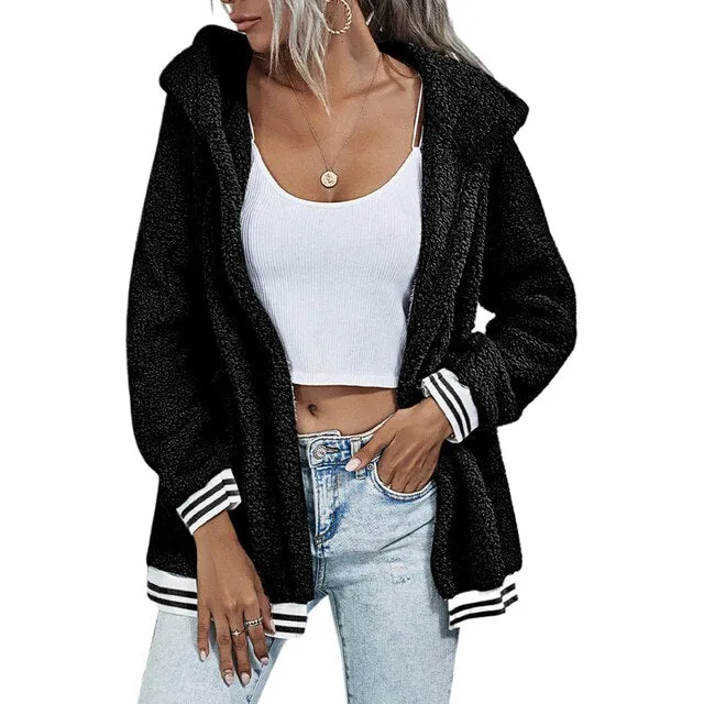 Winter Women Pockets Warm Fur Coat